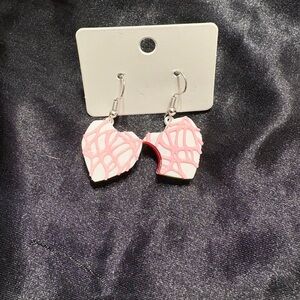Pink and White Abstract Earrings